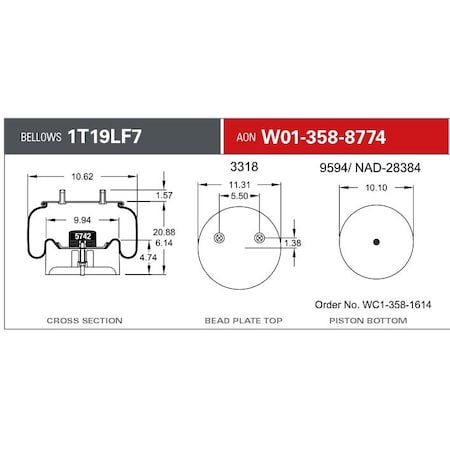 Firestone Air Spring, Suspension, 1T-Reversible Sleeve W013588774